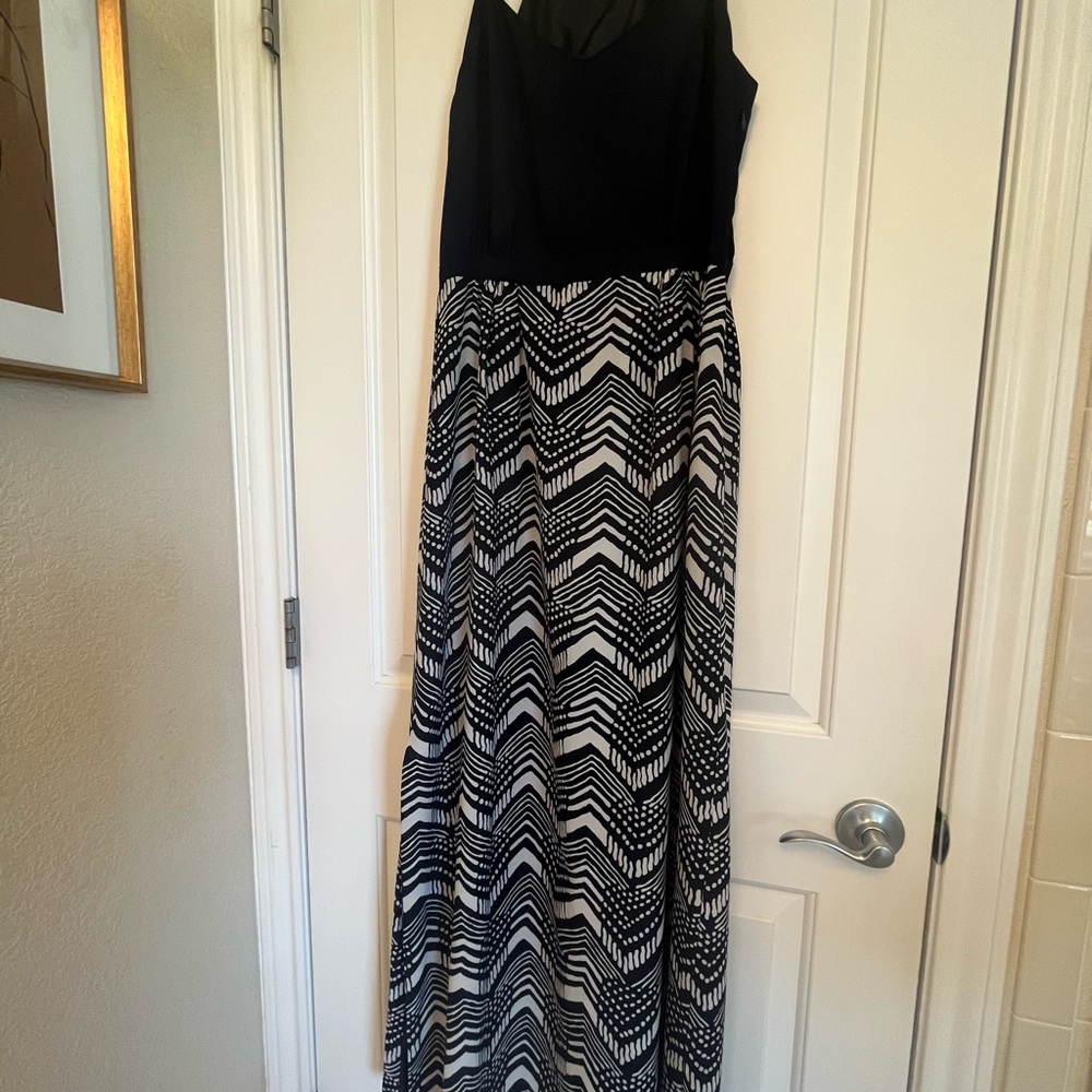 J. Crew Black and White Chevron Maxi Dress